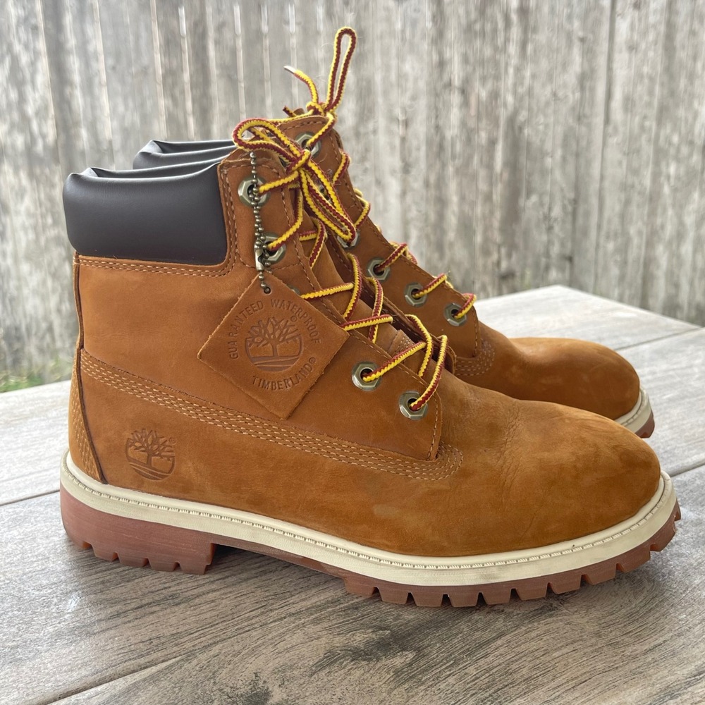 Timberland Premium Boots Boys 5.5 6 Inch Brown Wheat Waterproof Nubuck Leather